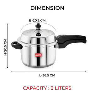 AVIAS Ceres Stainless Steel Premium Outer Lid Pressure Cooker | Gas & Induction Compatible | Silver