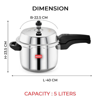AVIAS Ceres Stainless Steel Premium Outer Lid Pressure Cooker | Gas & Induction Compatible | Silver