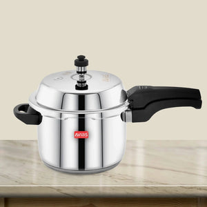 AVIAS Ceres Stainless Steel Premium Outer Lid Pressure Cooker | Gas & Induction Compatible | Silver