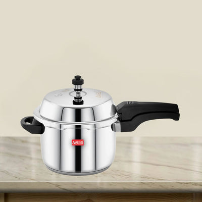 AVIAS Ceres Stainless Steel Premium Outer Lid Pressure Cooker | Gas & Induction Compatible | Silver