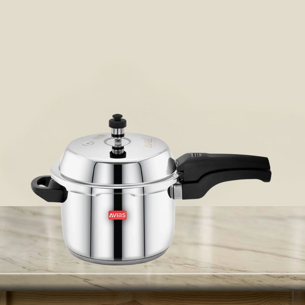 AVIAS Ceres Stainless Steel Premium Outer Lid Pressure Cooker | Gas & Induction Compatible | Silver