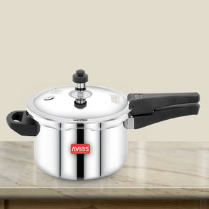 AVIAS Riara Premium Stainless Steel Tri-Ply Pressure Cooker With Outer Lid | Gas & Induction Compatible | Silver