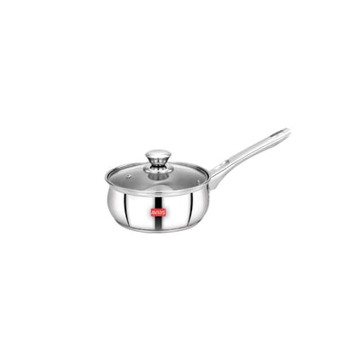 AVIAS Inox IB Stainless Steel Saucepan With Glass Lid | Gas & Induction Compatible | Silver