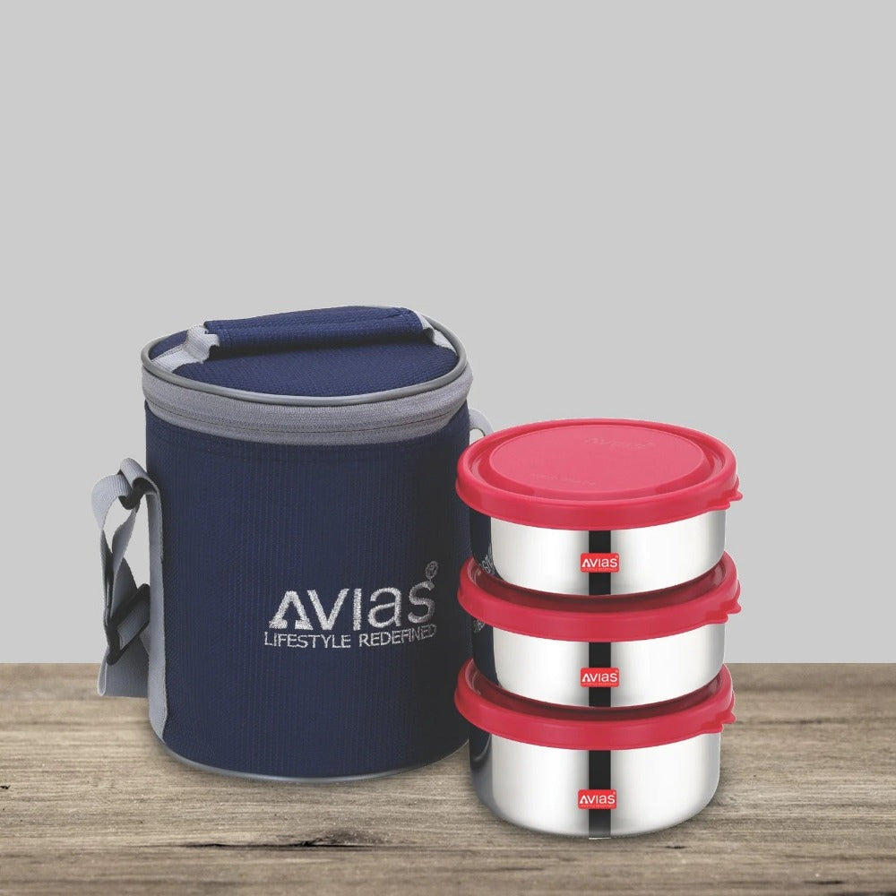 AVIAS Freshia Stainless Steel Tiffin Box with jacket | Food Grade | Light Weight