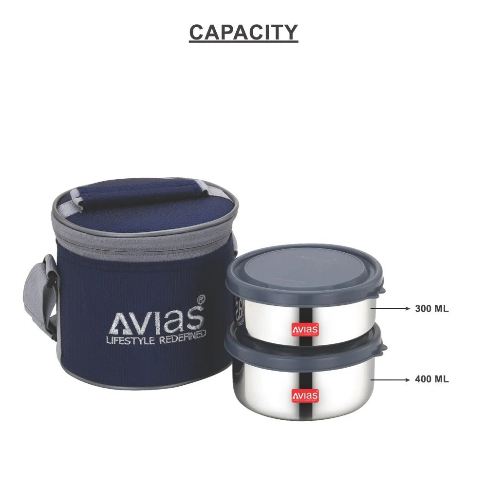 AVIAS Freshia Stainless Steel Tiffin Box with jacket | Food Grade | Light Weight