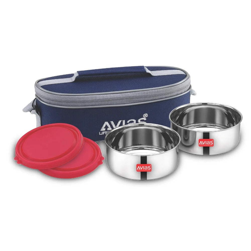 AVIAS Freshia Stainless Steel Tiffin Box with jacket (Horizontal) | Food Grade | Light Weight