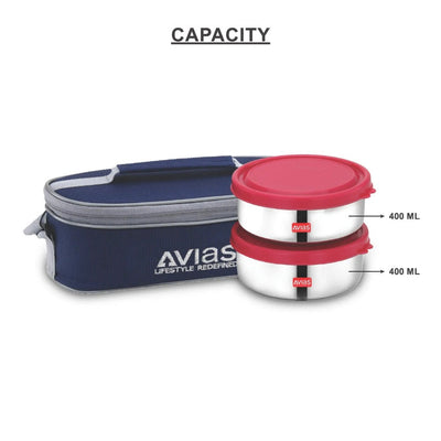 AVIAS Freshia Stainless Steel Tiffin Box with jacket (Horizontal) | Food Grade | Light Weight