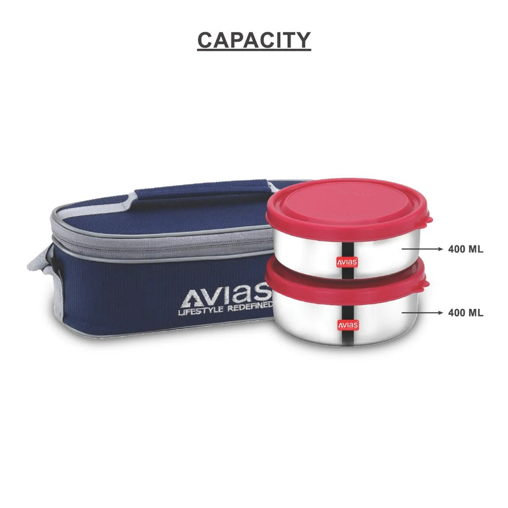 AVIAS Freshia Stainless Steel Tiffin Box with jacket (Horizontal) | Food Grade | Light Weight