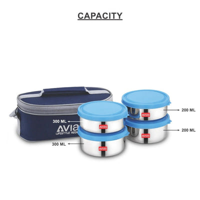 AVIAS Freshia Stainless Steel Tiffin Box with jacket (Horizontal) | Food Grade | Light Weight