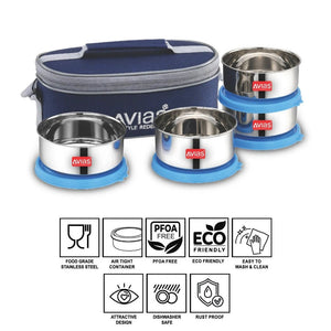 AVIAS Freshia Stainless Steel Tiffin Box with jacket (Horizontal) | Food Grade | Light Weight