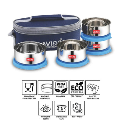 AVIAS Freshia Stainless Steel Tiffin Box with jacket (Horizontal) | Food Grade | Light Weight