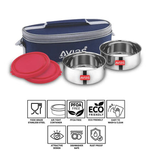 AVIAS Freshia Stainless Steel Tiffin Box with jacket (Horizontal) | Food Grade | Light Weight