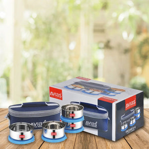 AVIAS Freshia Stainless Steel Tiffin Box with jacket (Horizontal) | Food Grade | Light Weight
