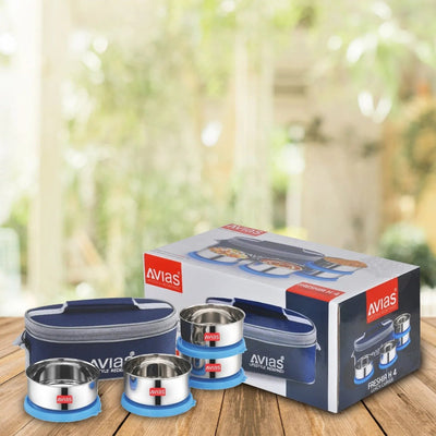 AVIAS Freshia Stainless Steel Tiffin Box with jacket (Horizontal) | Food Grade | Light Weight