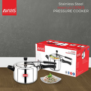 AVIAS Ceres Stainless Steel Premium Inner Lid Pressure Cooker | Gas & Induction Compatible | Silver
