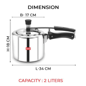 AVIAS Ceres Stainless Steel Premium Inner Lid Pressure Cooker | Gas & Induction Compatible | Silver