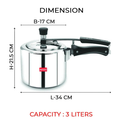 AVIAS Ceres Stainless Steel Premium Inner Lid Pressure Cooker | Gas & Induction Compatible | Silver