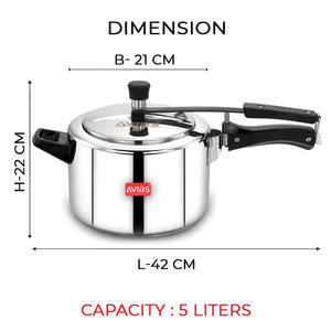 AVIAS Ceres Stainless Steel Premium Inner Lid Pressure Cooker | Gas & Induction Compatible | Silver