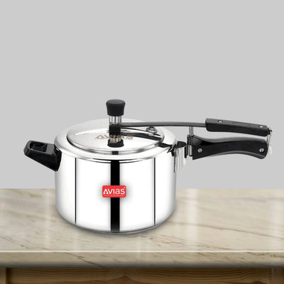 AVIAS Ceres Stainless Steel Premium Inner Lid Pressure Cooker | Gas & Induction Compatible | Silver