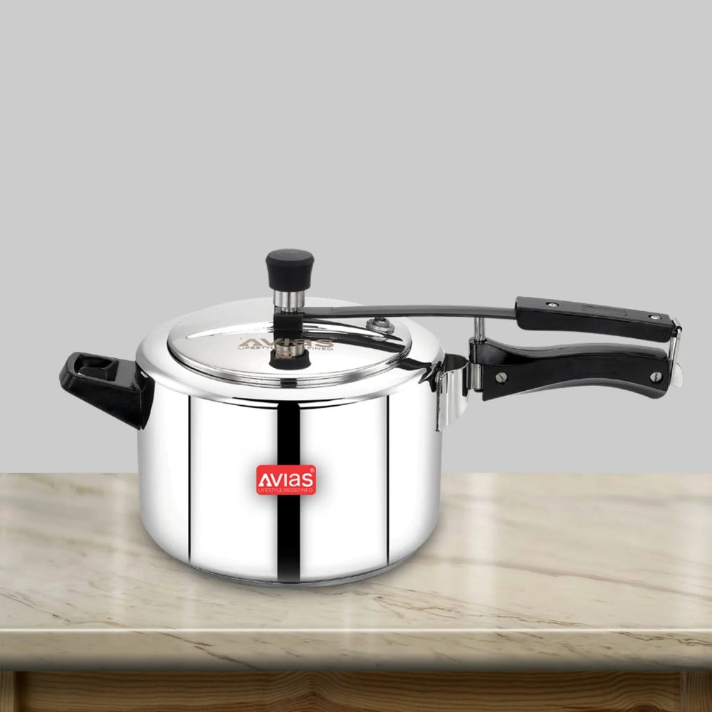 AVIAS Ceres Stainless Steel Premium Inner Lid Pressure Cooker | Gas & Induction Compatible | Silver