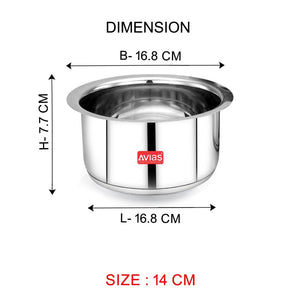 AVIAS Inox IB Stainless Steel Tope | Gas & Induction Compatible | Silver | Set of 5 Pcs