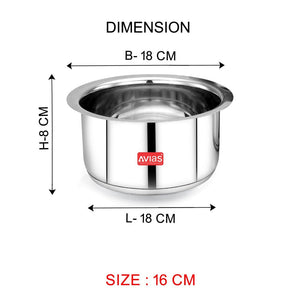 AVIAS Inox IB Stainless Steel Tope | Gas & Induction Compatible | Silver | Set of 5 Pcs