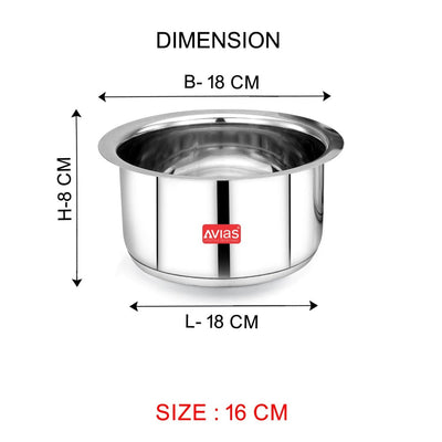 AVIAS Inox IB Stainless Steel Tope | Gas & Induction Compatible | Silver | Set of 5 Pcs