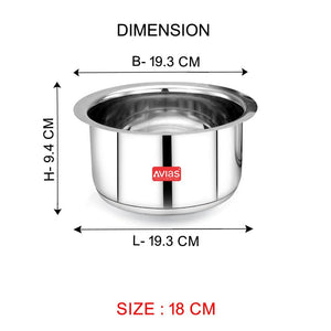 AVIAS Inox IB Stainless Steel Tope | Gas & Induction Compatible | Silver | Set of 5 Pcs