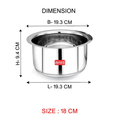 AVIAS Inox IB Stainless Steel Tope | Gas & Induction Compatible | Silver | Set of 5 Pcs