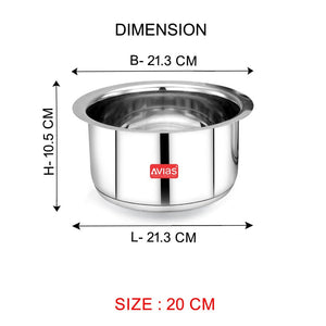 AVIAS Inox IB Stainless Steel Tope | Gas & Induction Compatible | Silver | Set of 5 Pcs