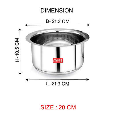 AVIAS Inox IB Stainless Steel Tope | Gas & Induction Compatible | Silver | Set of 5 Pcs
