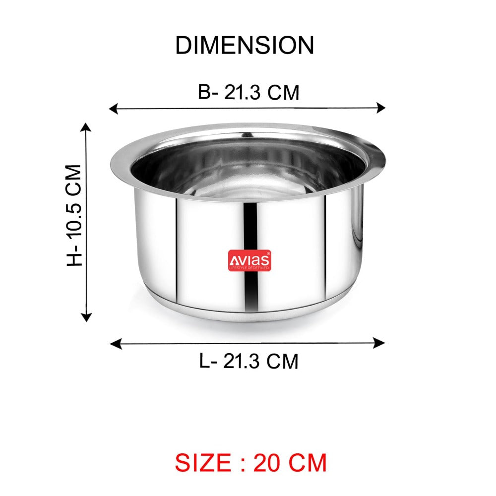 AVIAS Inox IB Stainless Steel Tope | Gas & Induction Compatible | Silver | Set of 5 Pcs