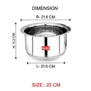 AVIAS Inox IB Stainless Steel Tope | Gas & Induction Compatible | Silver | Set of 5 Pcs
