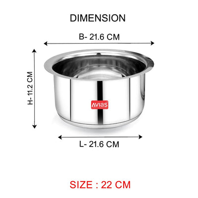 AVIAS Inox IB Stainless Steel Tope | Gas & Induction Compatible | Silver | Set of 5 Pcs