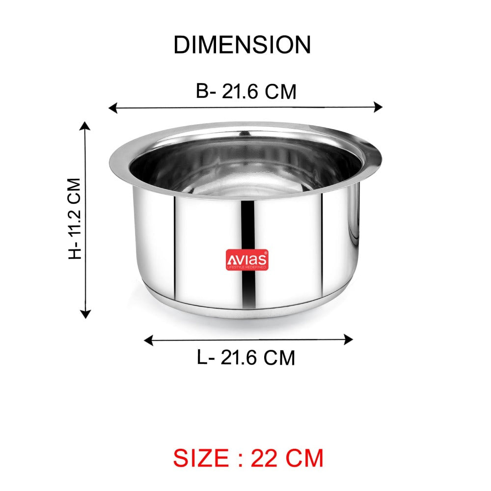 AVIAS Inox IB Stainless Steel Tope | Gas & Induction Compatible | Silver | Set of 5 Pcs
