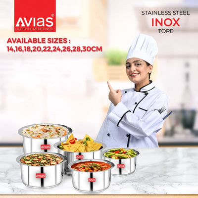AVIAS Inox IB Stainless Steel Tope | Gas & Induction Compatible | Silver | Set of 5 Pcs