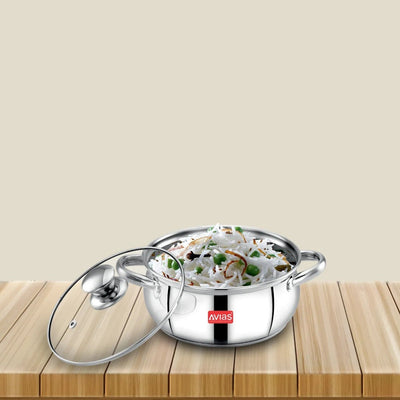 AVIAS Inox IB Stainless Steel Cookpot With Glass Lid | Gas & Induction Compatible | Silver | 1 Pc
