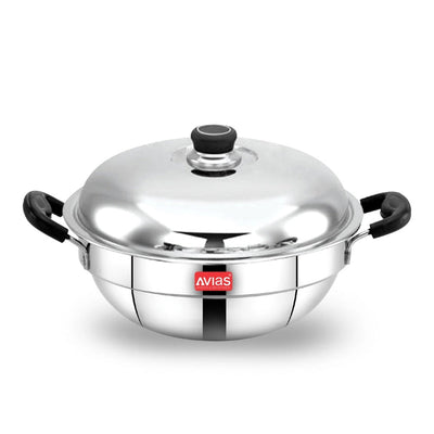 AVIAS All Rounder Multi Kadhai Plus | High Quality And Food-Grade Stainless Steel | Gas & Induction Compatible | Idli with Dhokla Plates