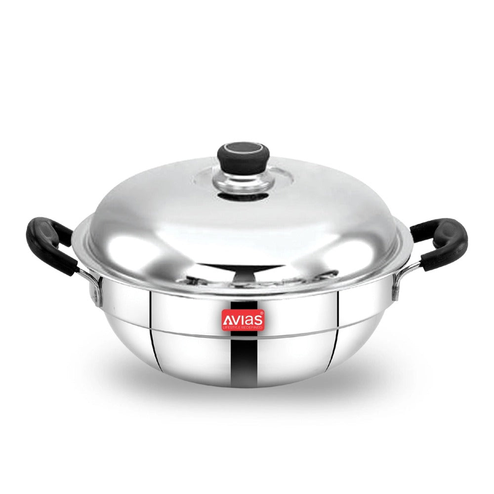 AVIAS All Rounder Multi Kadhai Plus | High Quality And Food-Grade Stainless Steel | Gas & Induction Compatible | Idli with Dhokla Plates