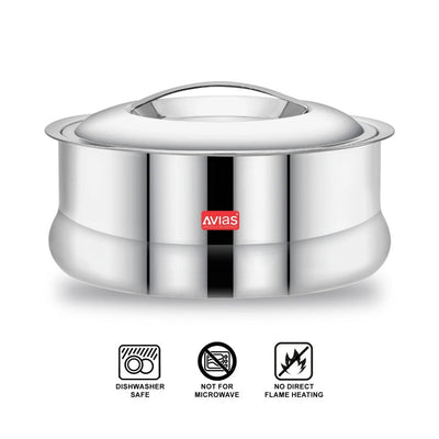 AVIAS Ruby Stainless Steel Casserole | Silver | 1 Pc