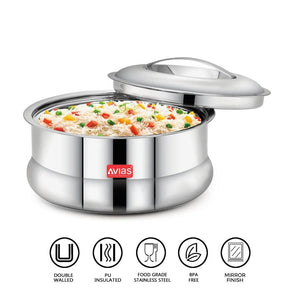 AVIAS Ruby Stainless Steel Casserole | Silver | 1 Pc