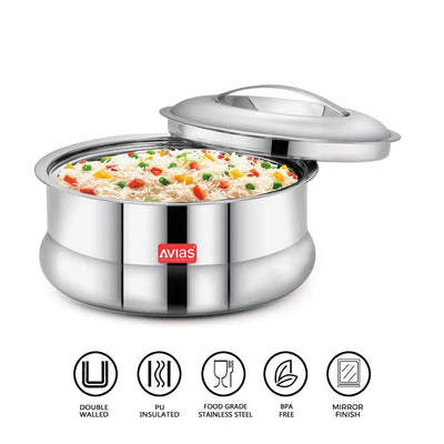 AVIAS Ruby Stainless Steel Casserole | Silver | 1 Pc