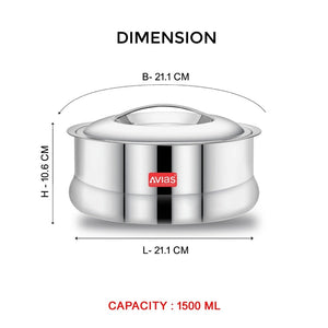 AVIAS Ruby Stainless Steel Casserole | Silver | 1 Pc