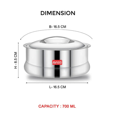 AVIAS Ruby Stainless Steel Casserole | Silver | 1 Pc