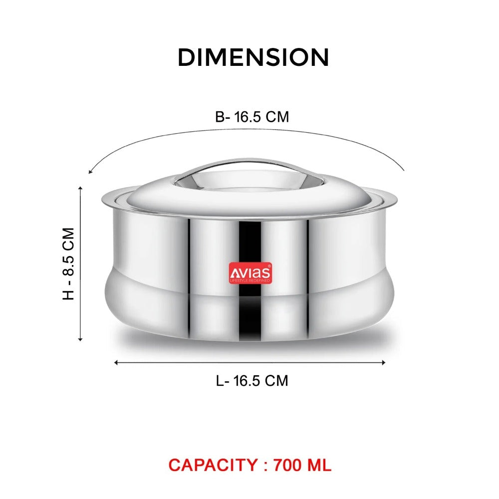 AVIAS Ruby Stainless Steel Casserole | Silver | 1 Pc