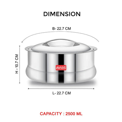 AVIAS Ruby Stainless Steel Casserole | Silver | 1 Pc