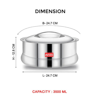 AVIAS Ruby Stainless Steel Casserole | Silver | 1 Pc