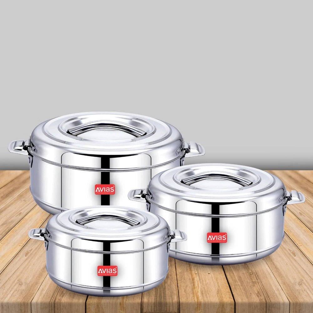 AVIAS Astra Casserole Set | Silver | Set of 3 Pcs