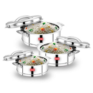 AVIAS Astra Casserole Set | Silver | Set of 3 Pcs