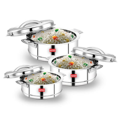 AVIAS Astra Casserole Set | Silver | Set of 3 Pcs